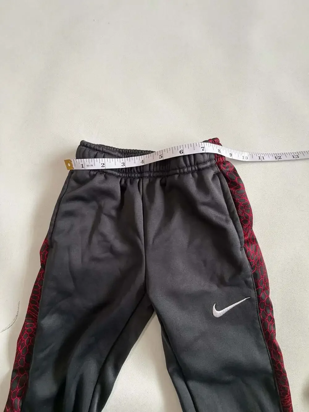 Nike Dri-Fit Boys 4T Gray Black Jogger Pants Red Snake Side Stripe Athletic